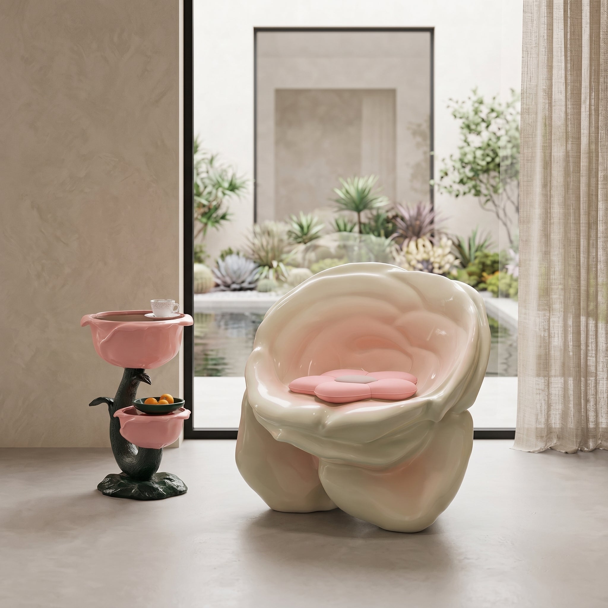 Artistic Rose Shape Accent Sculptural Chair - Image 5