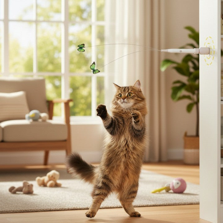 Interactive Rotating Cat Activity Butterfly Toy - Image 0
