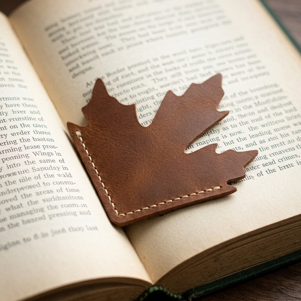 October Leaf Soft Leather Bookmark - Image 3