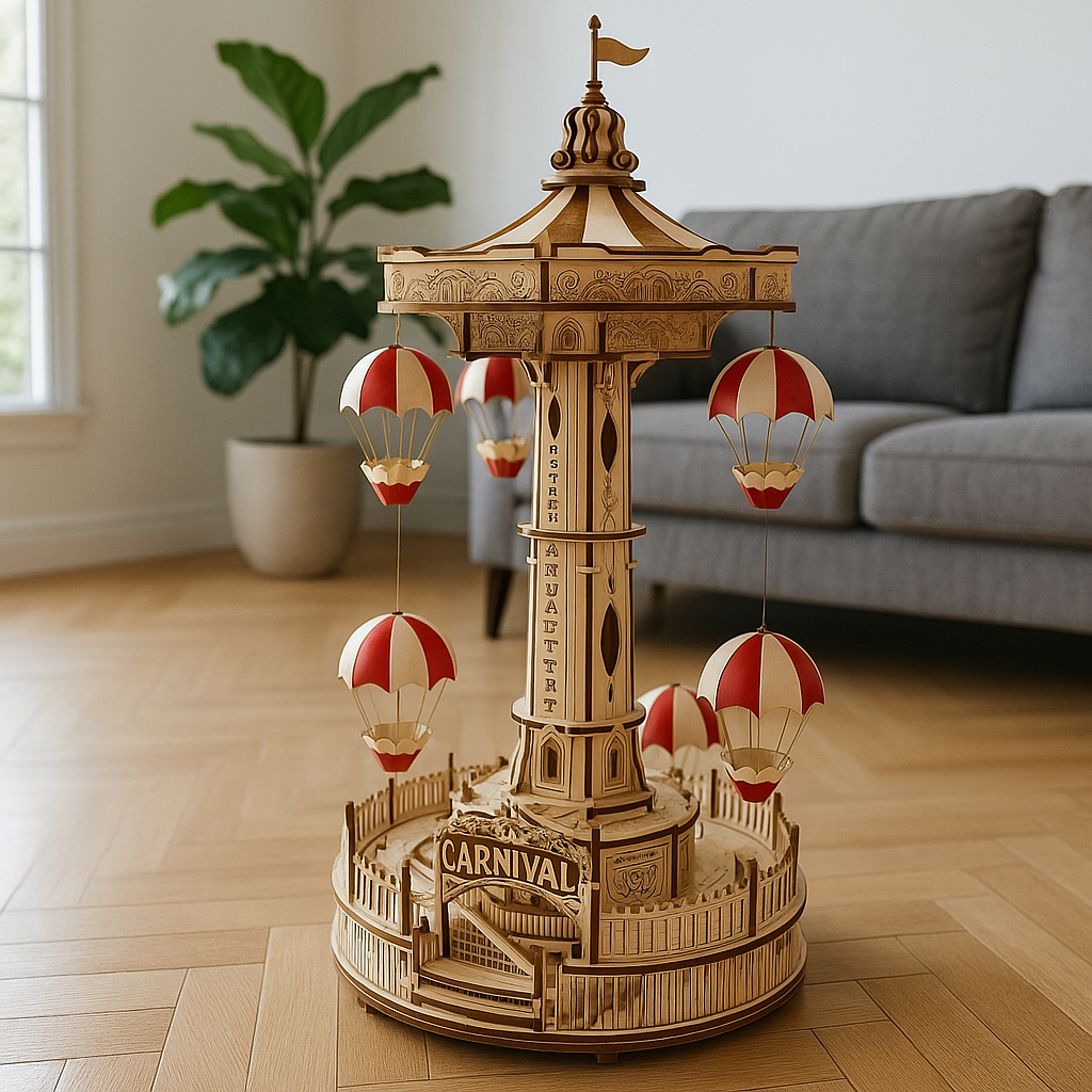 Wooden 3D Puzzle DIY Carnival Tower Kit - Image 1