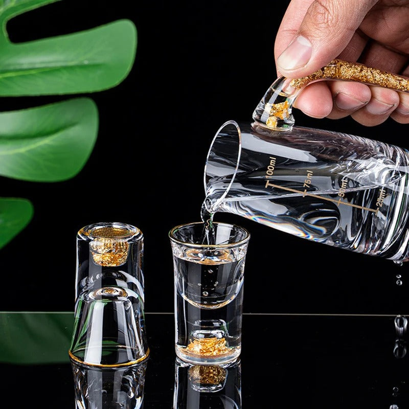 Sparkling Golden Handcrafted Drink Glassses Set - Image 2