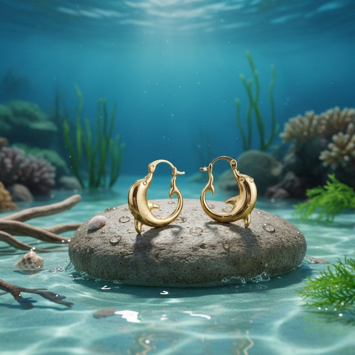 Dolphin Hoop Ocean Inspired Earrings - Image 6
