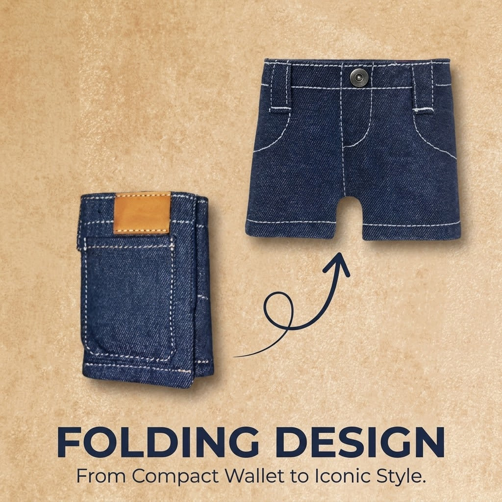 Pocket Pants Mini Denim Zip Wallet