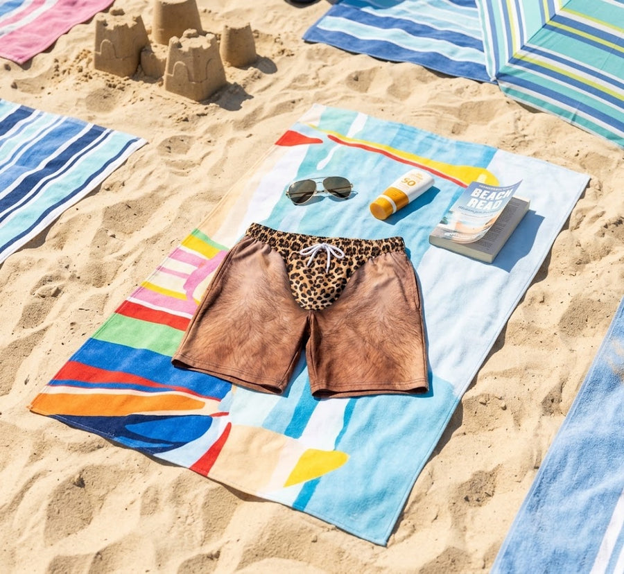 Beach Bum Funny Illusion Swim Trunks