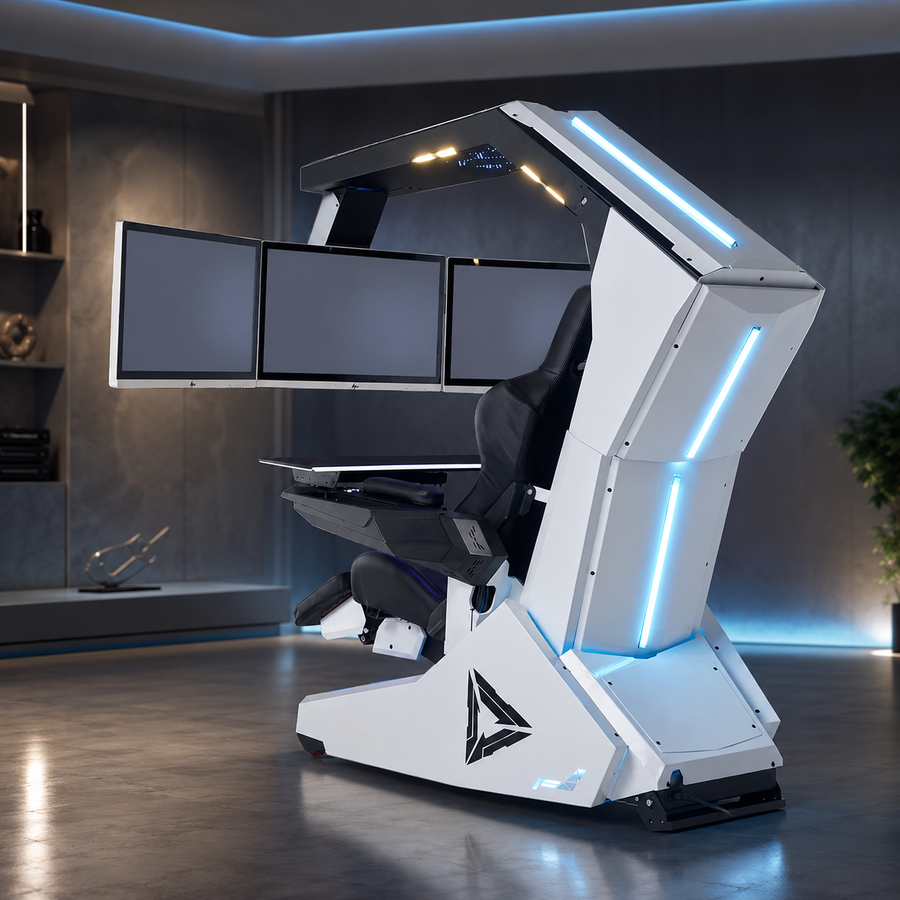 Stardeck Reclining Gaming Cockpit Monitor Workstation