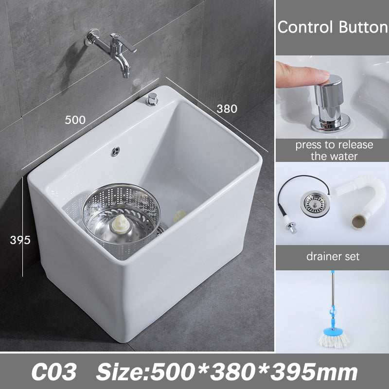 Easy Hygiene Rectangle Ceramic Floor Mop Sink - Image 2