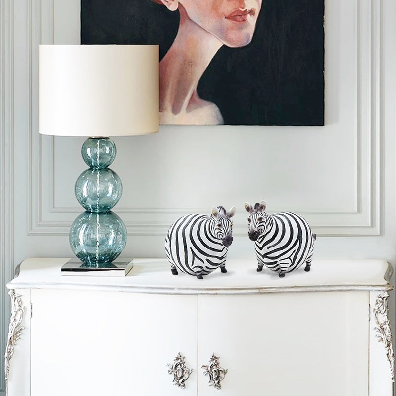 Modern Cute Zebra Resin Figurines - Image 1