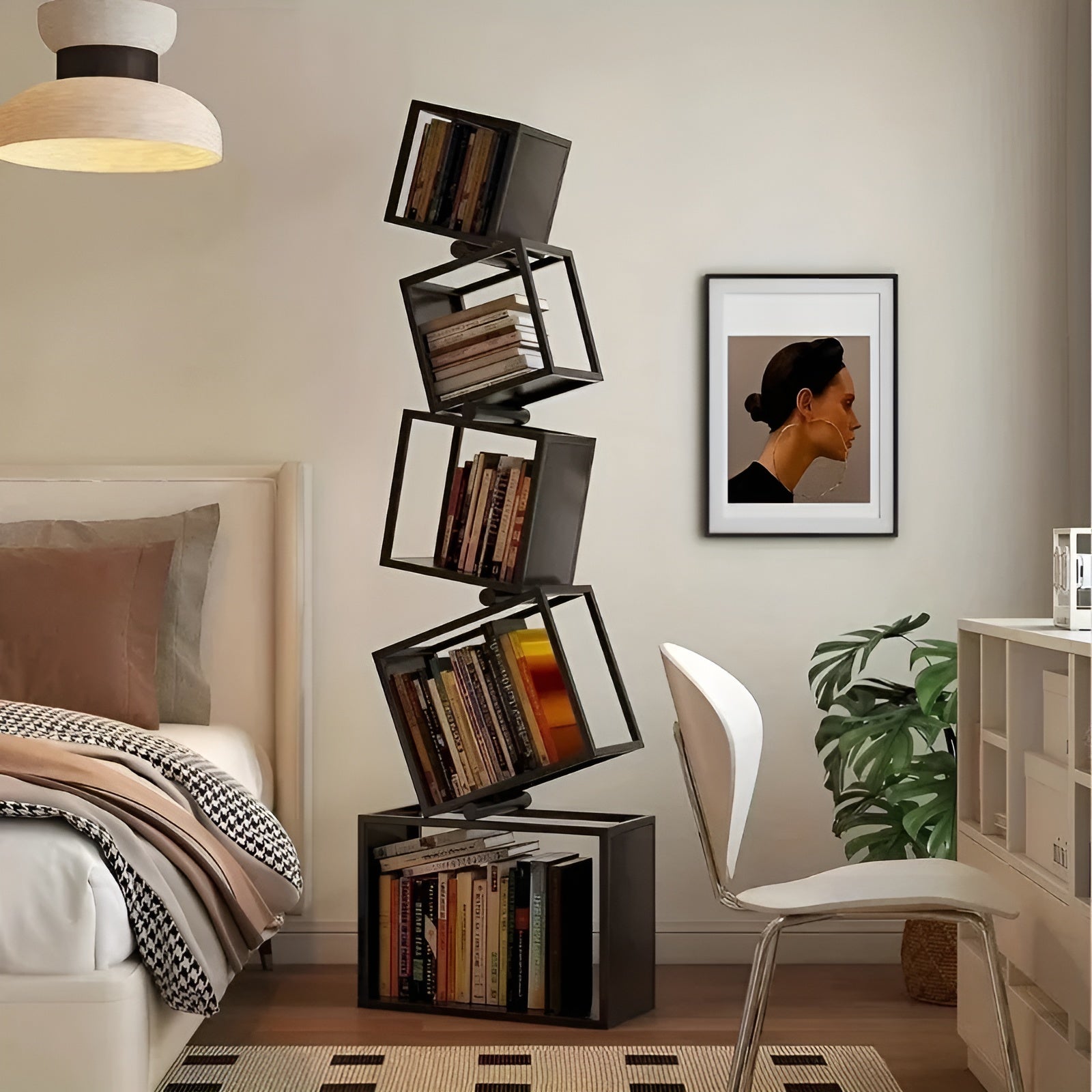 Irregular Art Iron Corner Display Bookshelf - Image 2