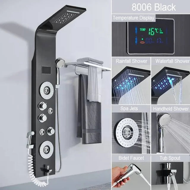 Rainfall Nordic Bathroom Digital Panel Waterfall Shower Set