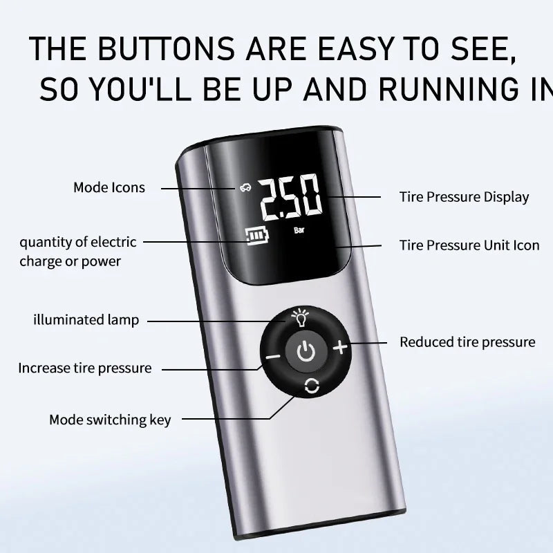 Mini Wireless Automatic Car Tire Air Compressor Pump - Image 4