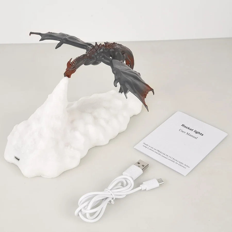 3D Print LED Fire Dragon Night Lamp