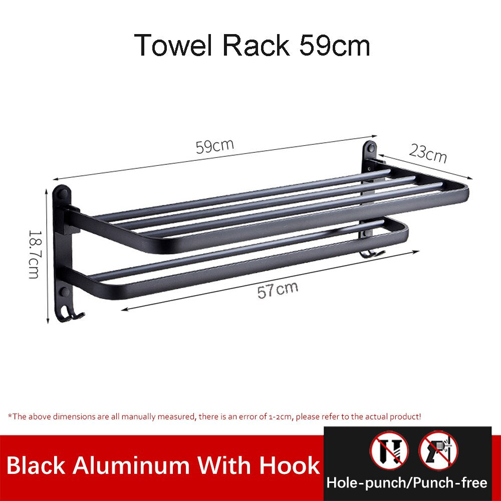 Easy Organizer Bathroom Aluminum Foldable Towel Rack