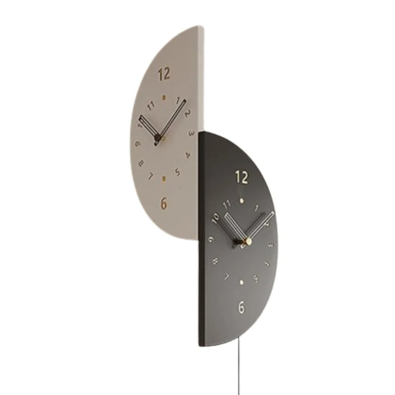 Geometric Half-Moon Dual Wall Clock