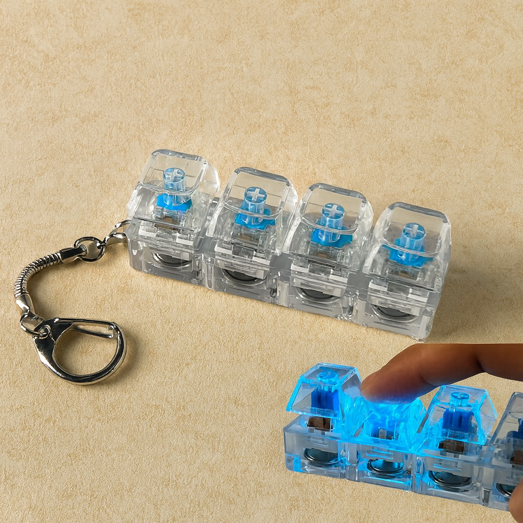 Mechanical Cube Click Fidget Keychain - Image 0