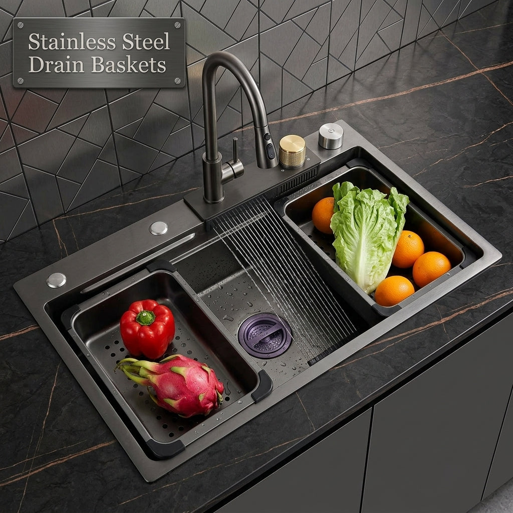 Elegant Stainless Steel Waterfall Kitchen Sink - Image 4
