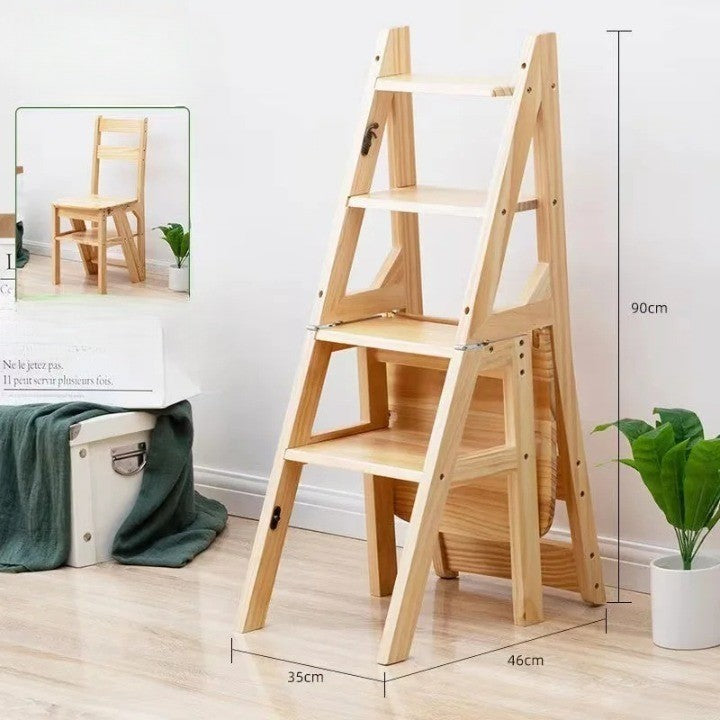 Multifunctional Transformable Ladder Wooden Chair - Image 2