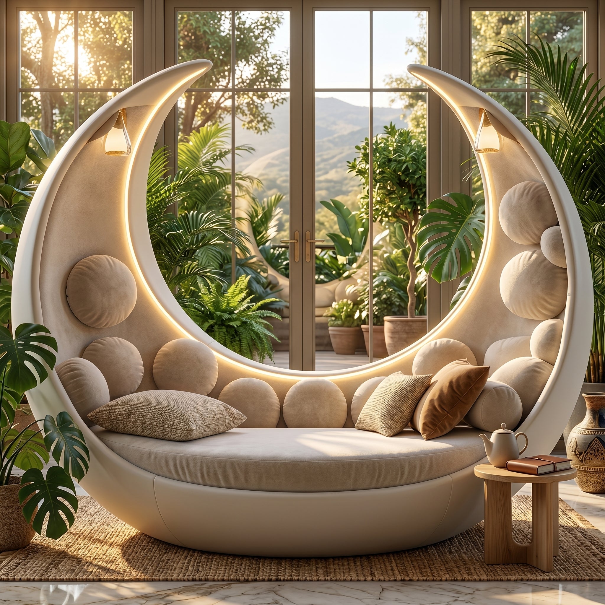 Moon Cradle Modern Sculptural Sofa Bed Lounge - Image 2