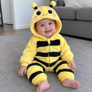 Tiny Bee Hooded Baby Jumpsuit