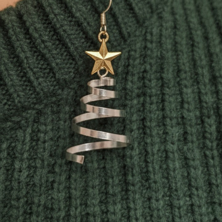 Spiral Christmas Tree Dangle Earrings - Image 6