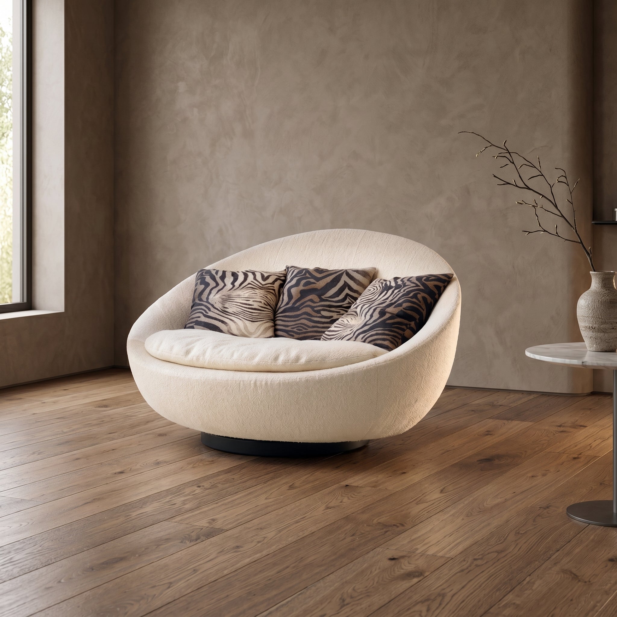 Ovetto Round Egg-Shaped Swivel Lounge Sofa Chair - Image 2