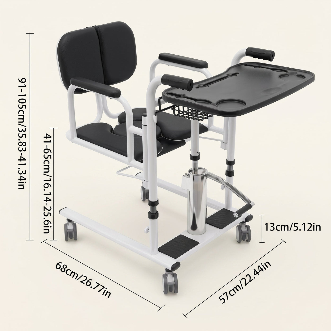 4-in-1 Shower & Transport Hydraulic Patient Lift Nursing Chair - Image 6