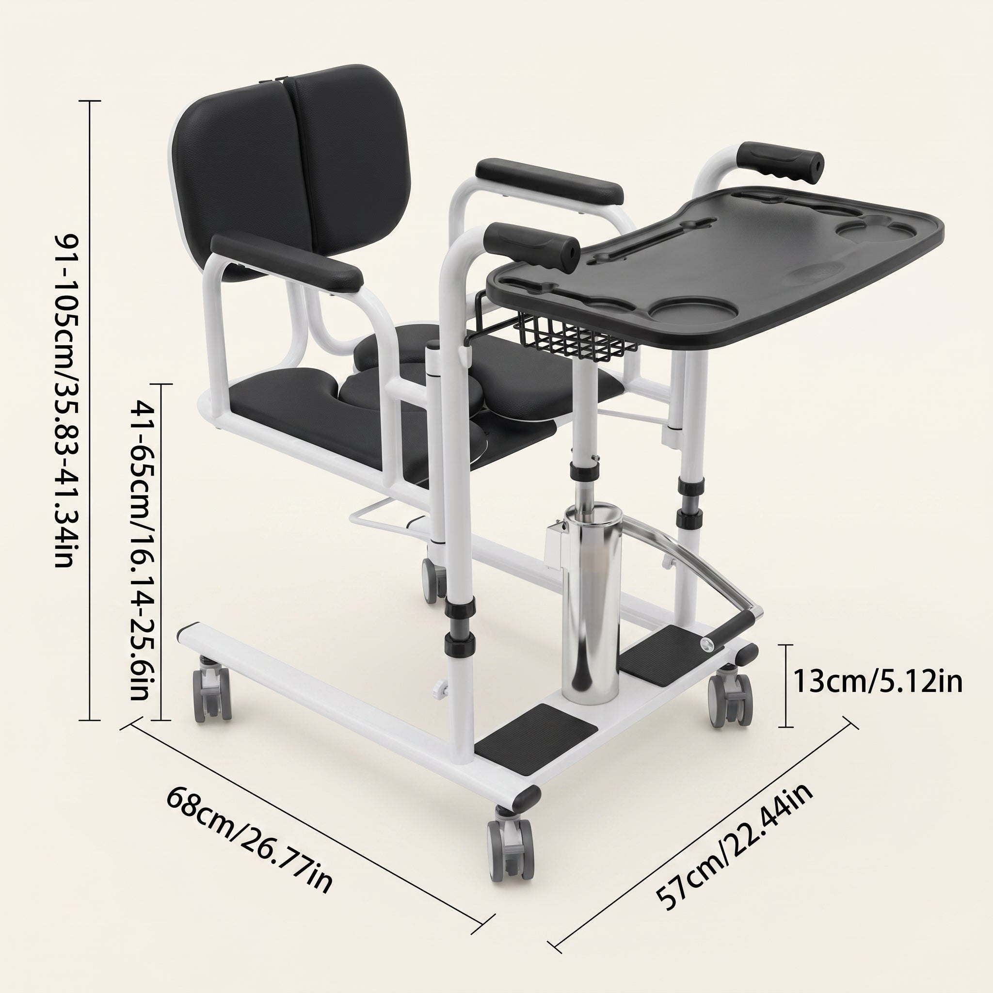4-in-1 Shower & Transport Hydraulic Patient Lift Nursing Chair - Image 6