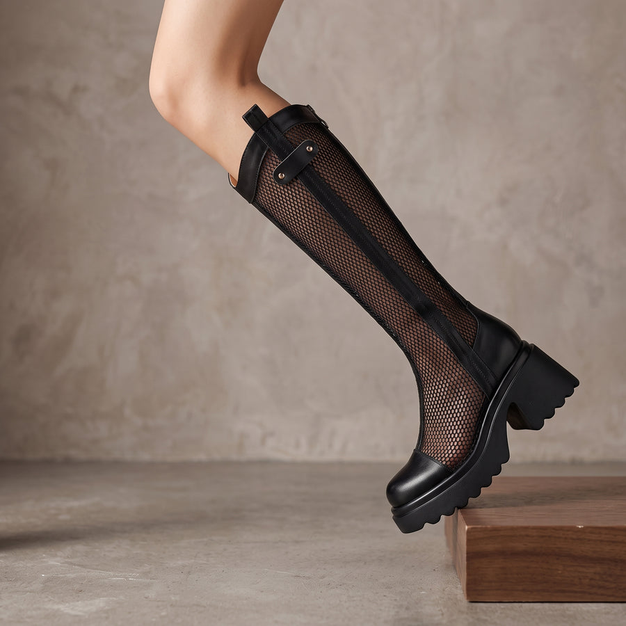 Hollow Out Mesh Thick Casual Women Boots
