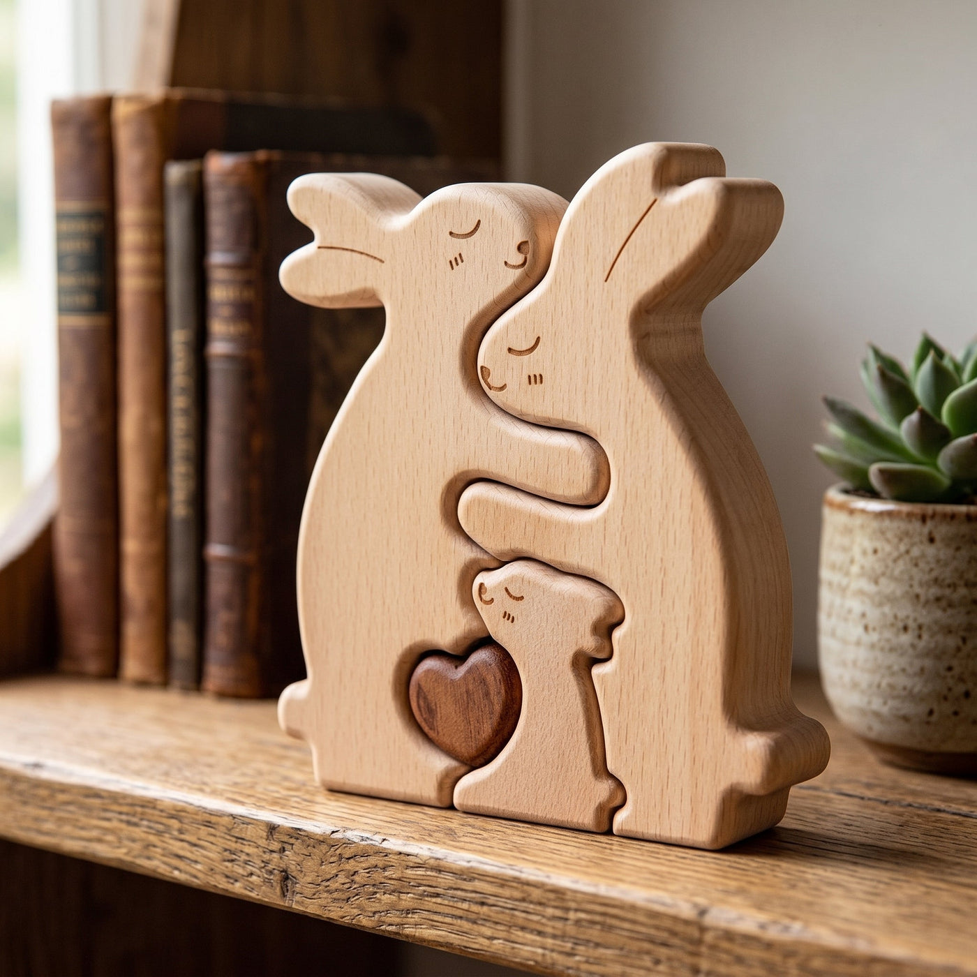Bunny Family Wooden Puzzle Home Decor - Image 4