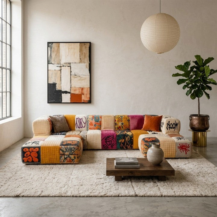 Bohema Sanatsal Patchwork Köşe Koltuk Takımı