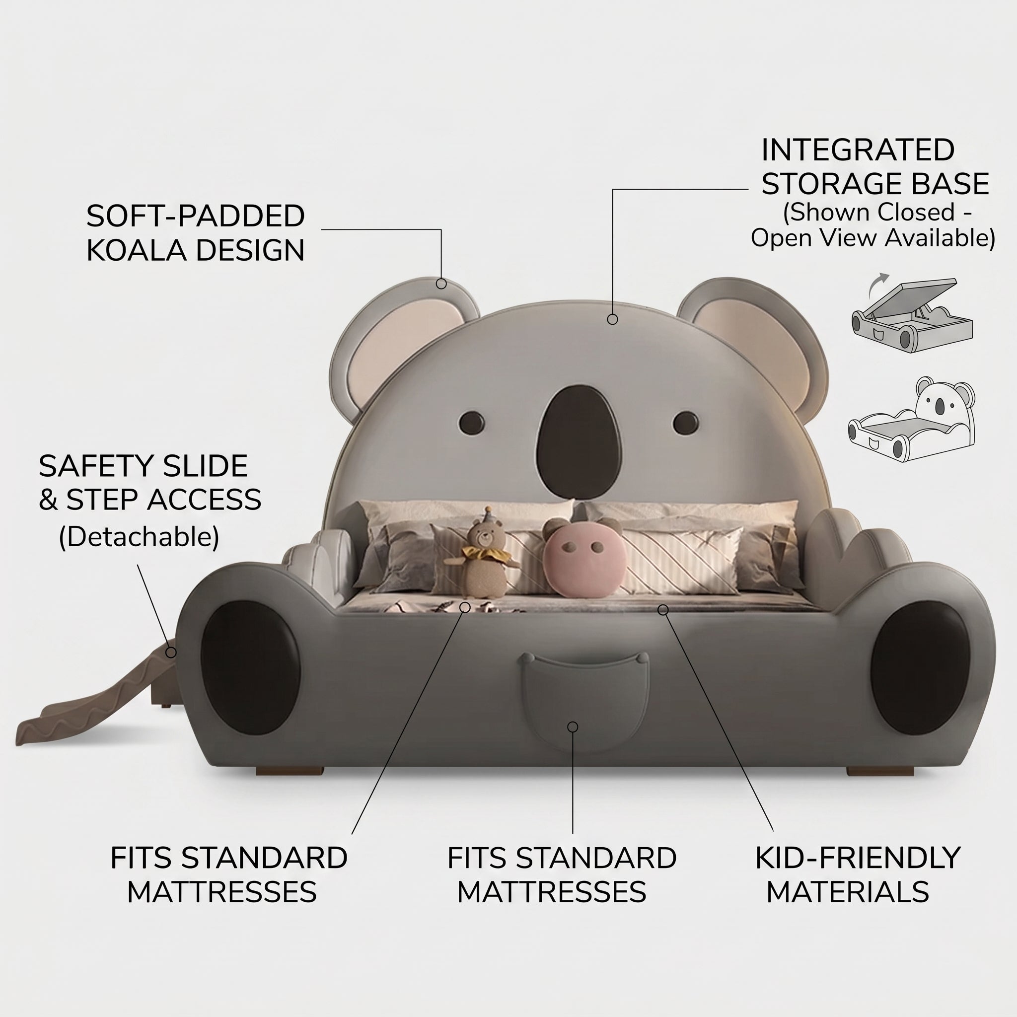 Lazy Koala Soft Slide Kids Bed - Image 6