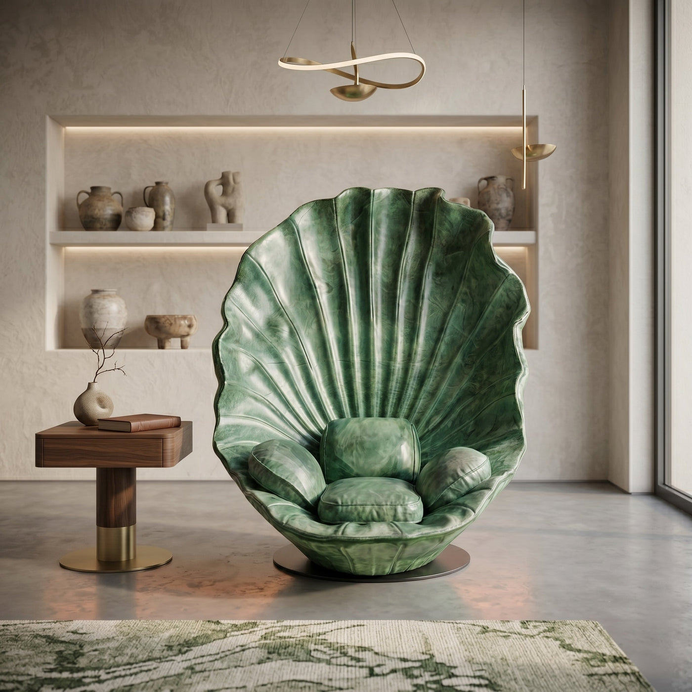 Sea Shell Velvet Accent Lounge Chair - Image 2