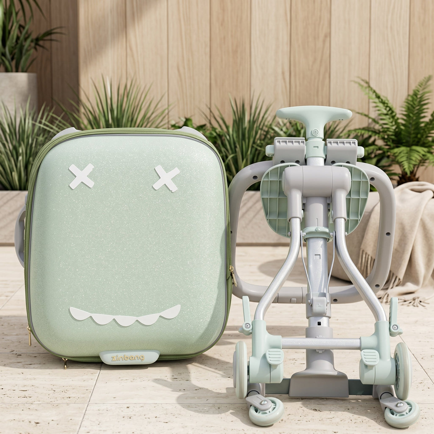 Hop On Kids Ride-On Travel Suitcase Stroller - Image 2