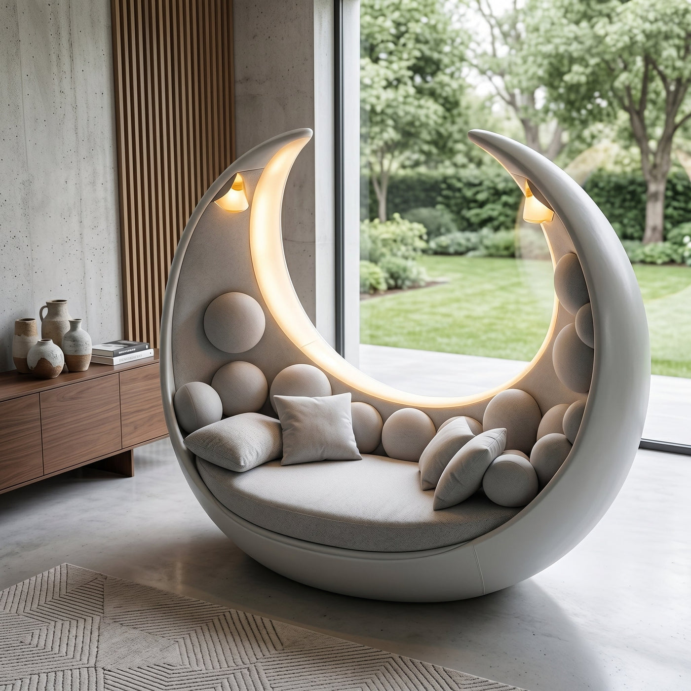 Moon Cradle Modern Sculptural Sofa Bed Lounge - Image 5