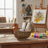 Handcrafted Natural Woven Turkey Shape Basket - Image 2