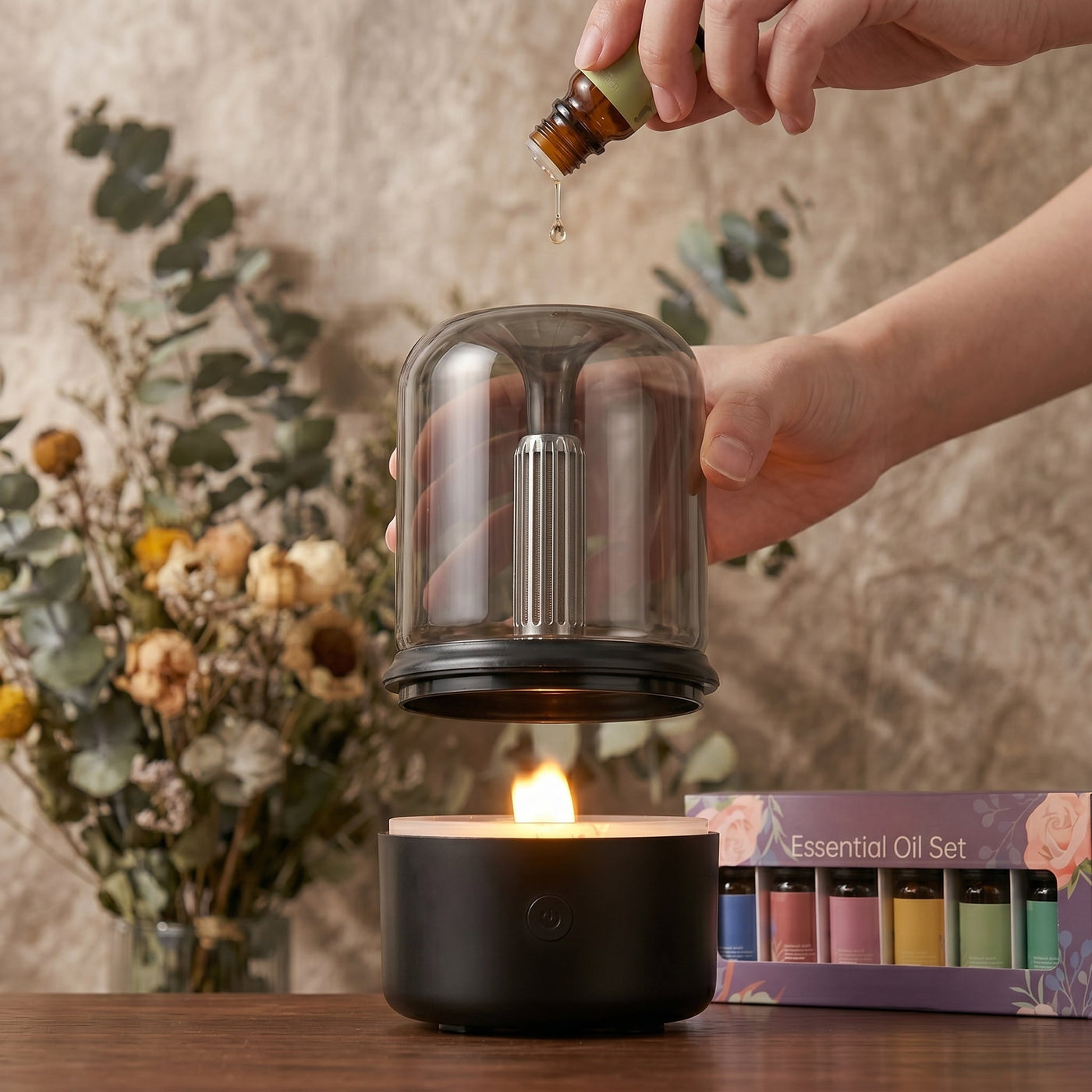 Modern Glass Dome Flame Effect Air Humidifier - Image 3
