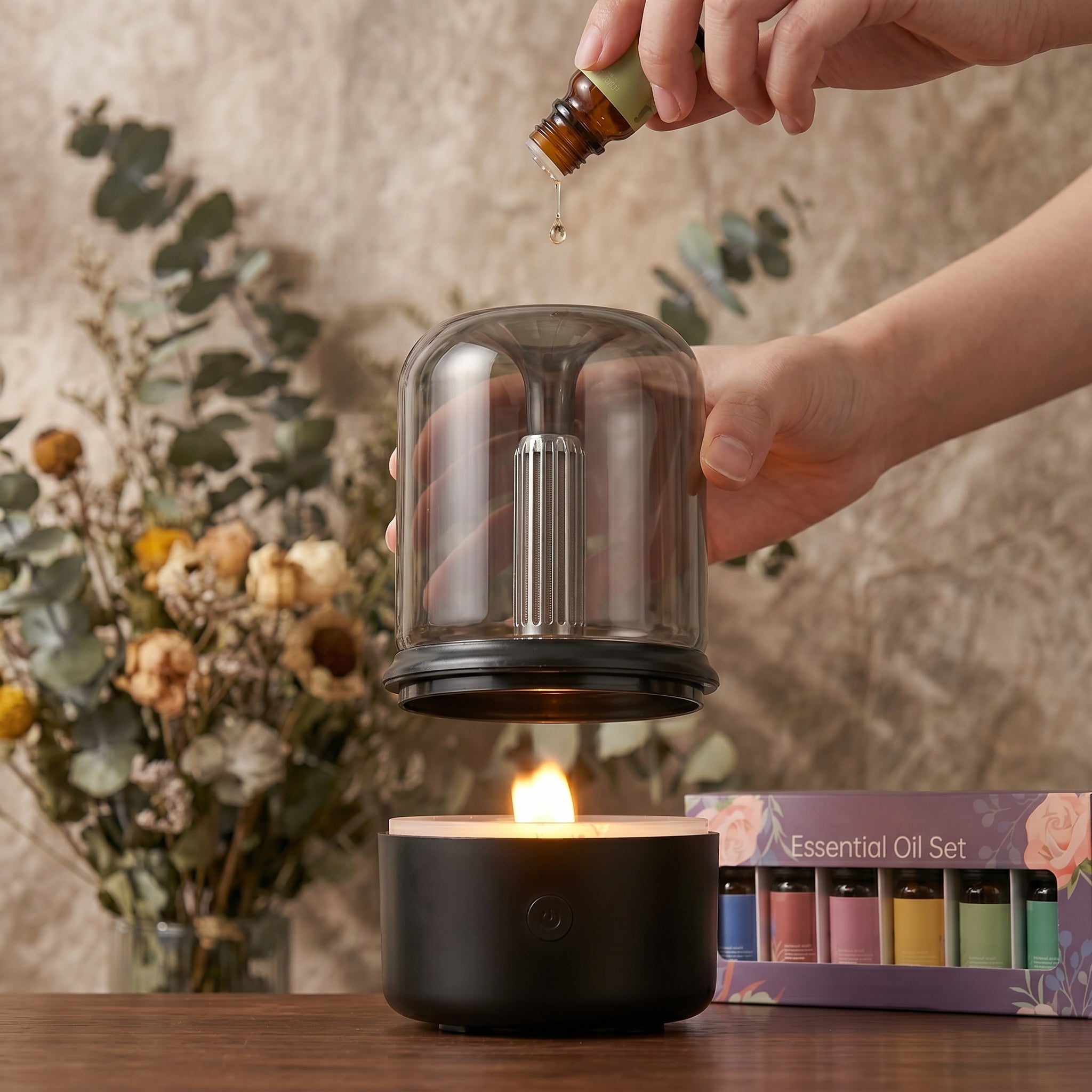 Modern Glass Dome Flame Effect Air Humidifier - Image 3