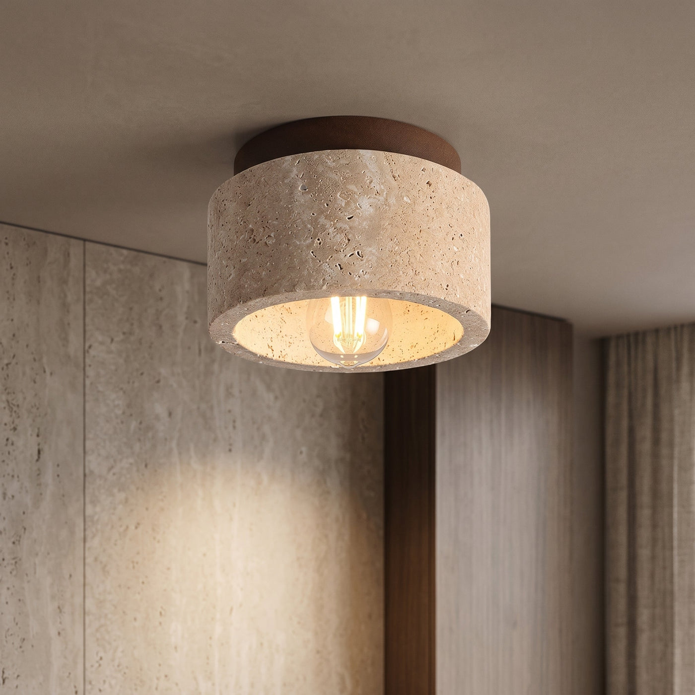 Monolith Stone Wood Surface-Mounted Ceiling Light - Image 1
