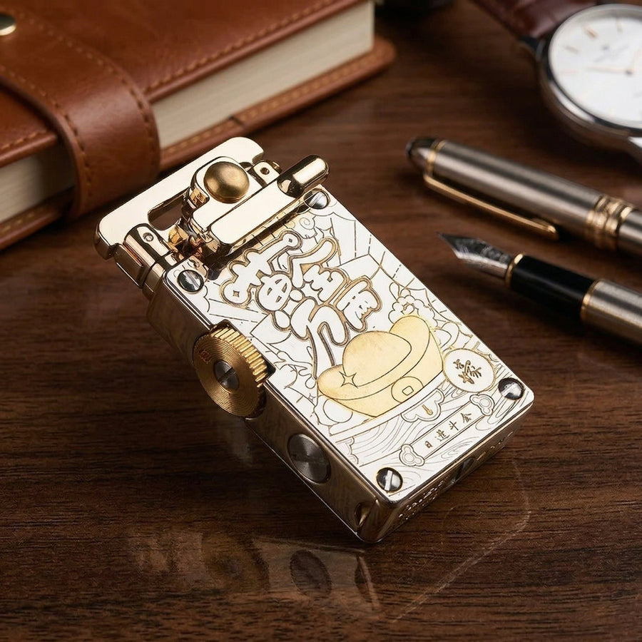Ottonara Hand-Engraved Vintage Brass Windproof Lighter - Image 0