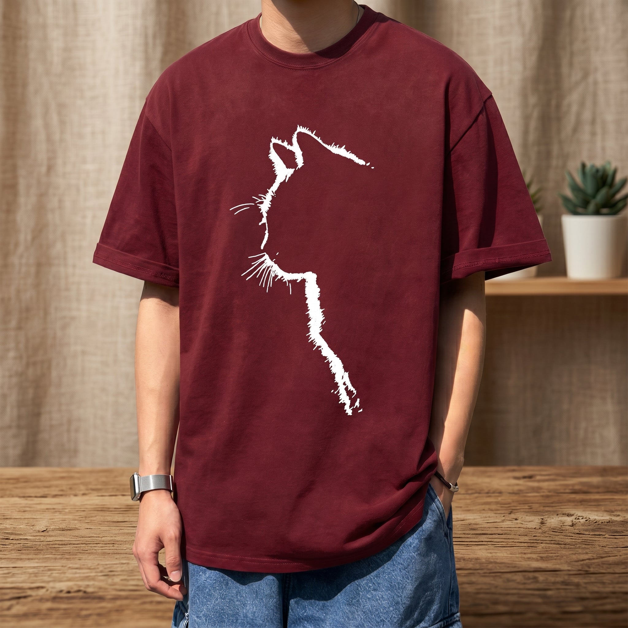 Cat Line Abstract T-Shirt - Image 4