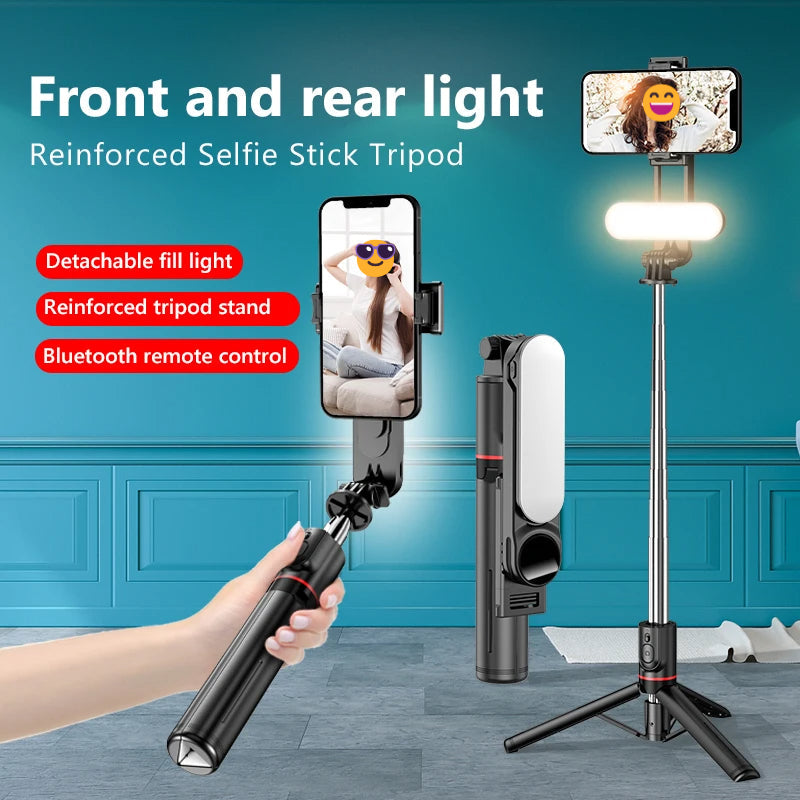 Ultra Foldable Built-In Lighting Selfie Stick Tripod - Image 1