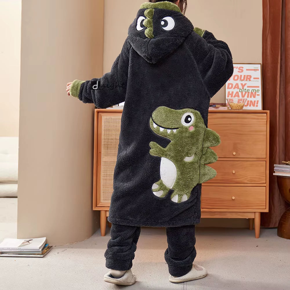 Plush Dinosaur Hooded Pajama Suit