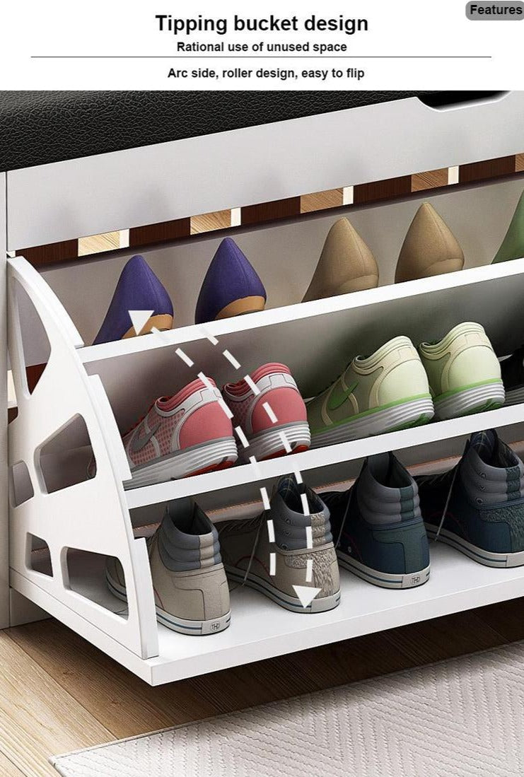 Nordic Wooden Space Saving Shoe Rack Stool - Image 11