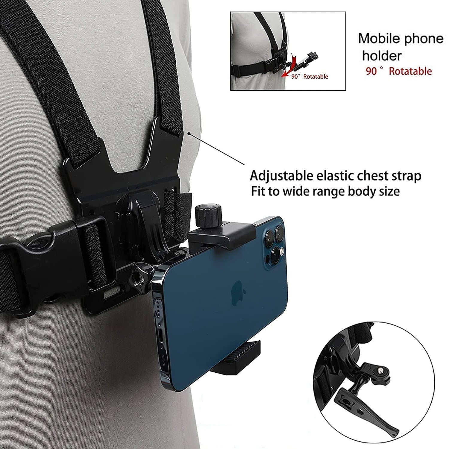 Rotating Chest Strap Hands-Free Phone Holder - Image 3