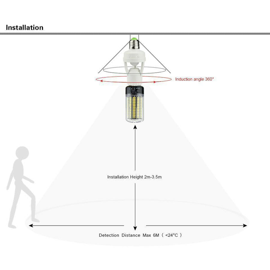 360 Rotating Motion Sensor Socket Switch Led Bulb Base - Image 5