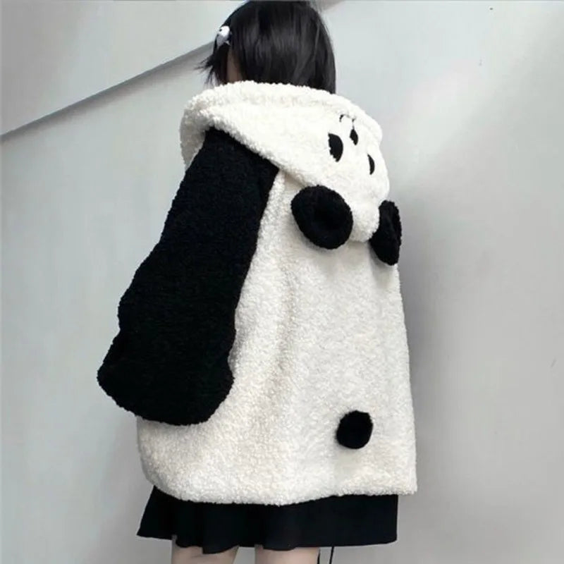 Cute Bear Ear Panda Winter Warm Hoodie - Image 0