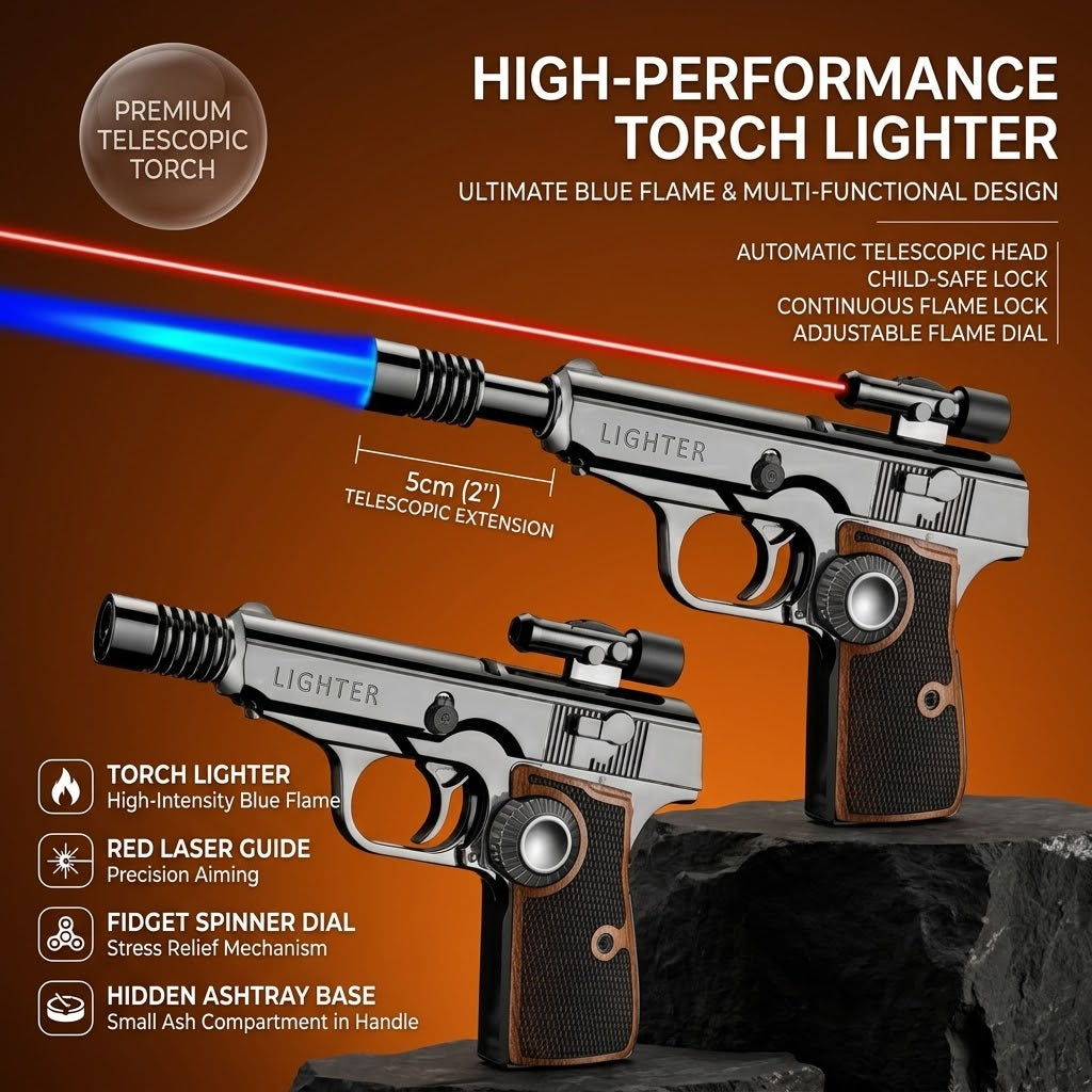 Magnum Tactical Gun-Shape Jet Flame Windproof Lighter - Image 4