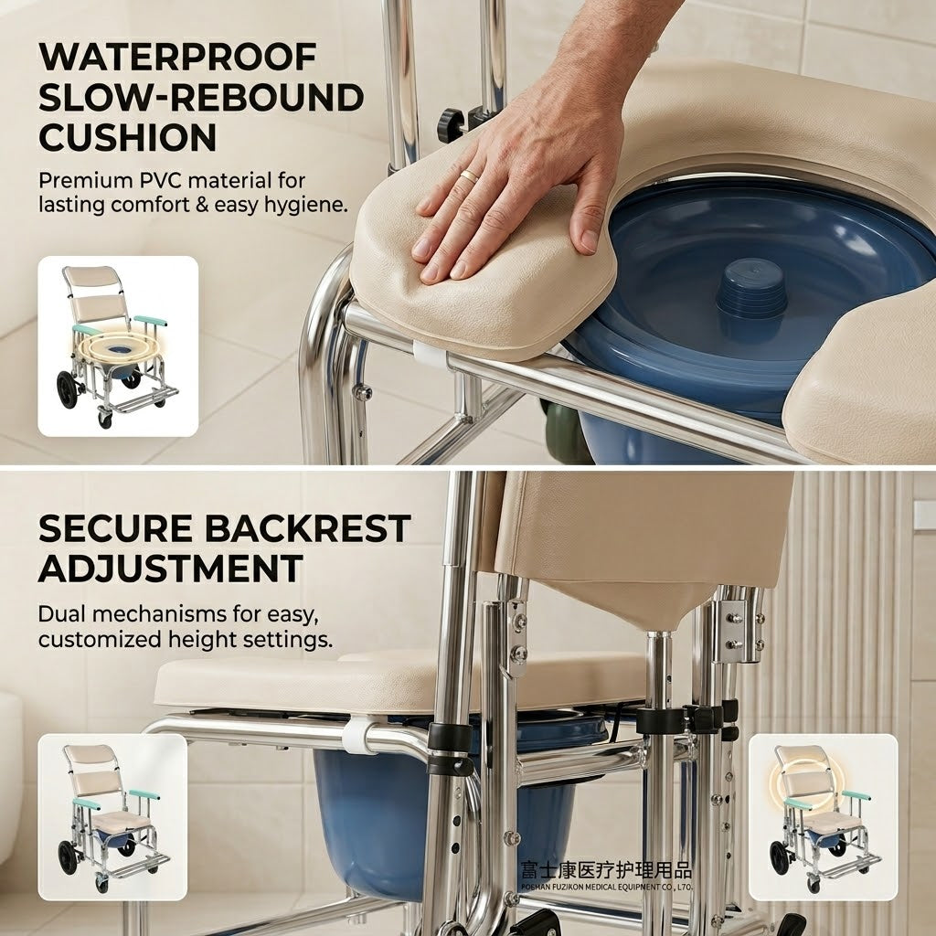 Safe Seat Adjustable Shower Patient Transport Chair - Image 3