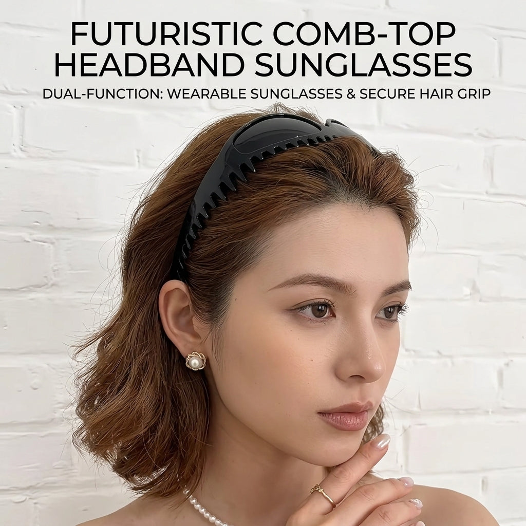 Futuristic Comb-Top Headband Sunglasses - Image 4
