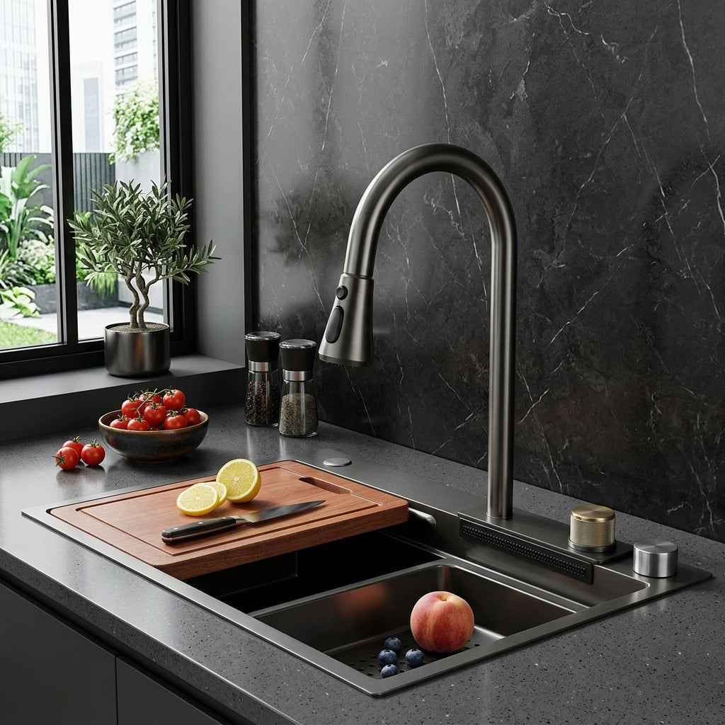 Elegant Stainless Steel Waterfall Kitchen Sink - Image 3