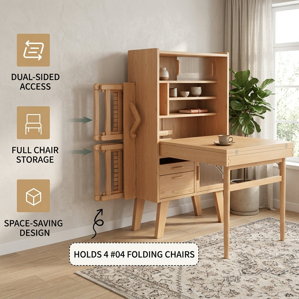 Hideaway Smile Folding Dining Table Storage Cabinet - Image 3